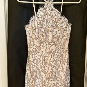 White lace mini halter dress